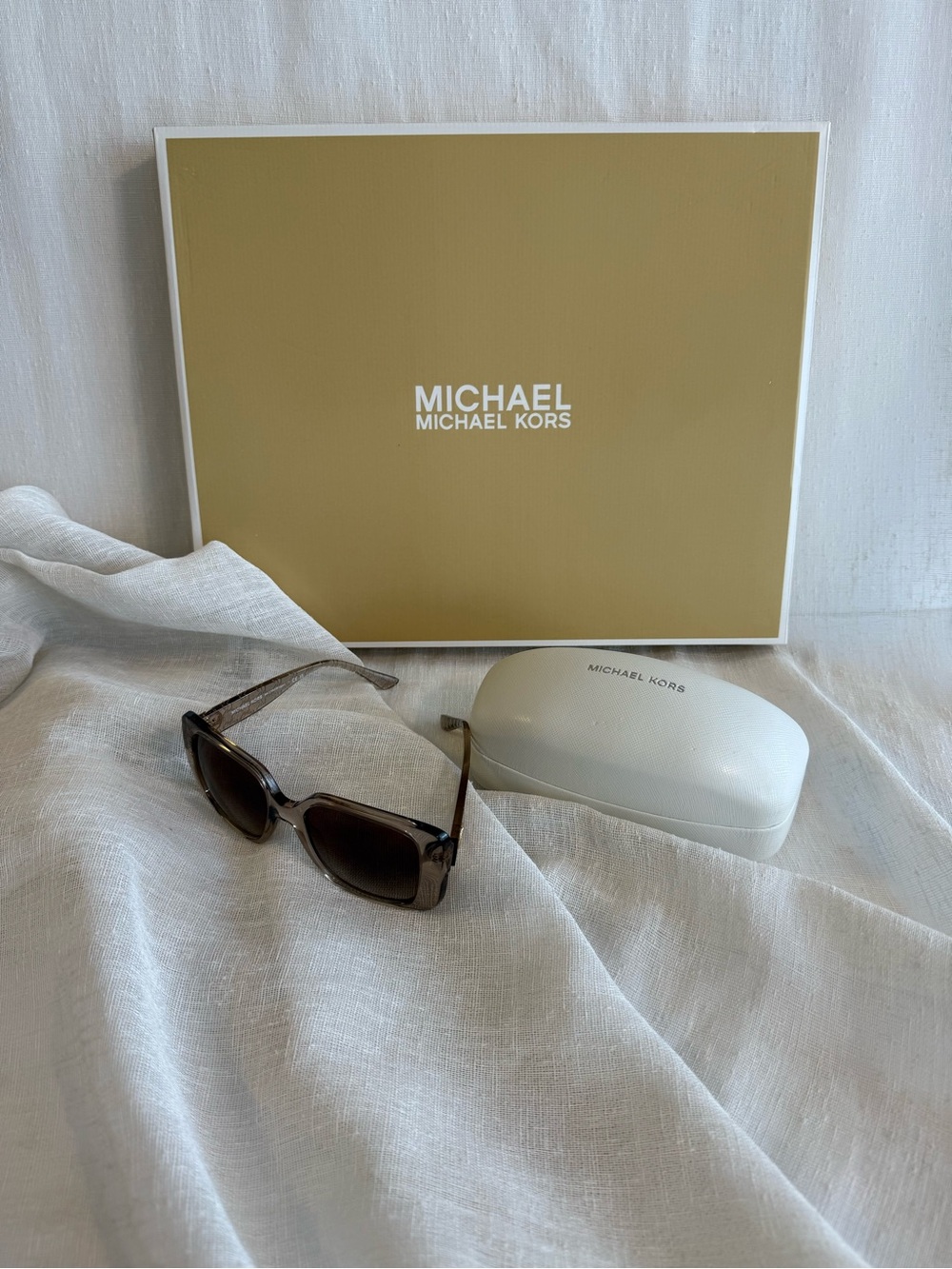MICHAEL Michael Kors  Square Sunglasses Amber Clear with Brown Lenses
